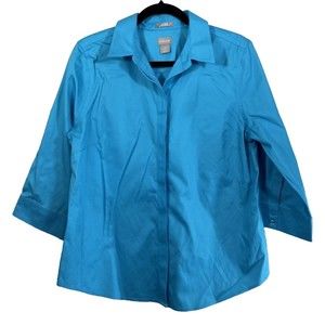 Chicos No Iron Stain Shield Blue Blouse Size 1.5 US 10